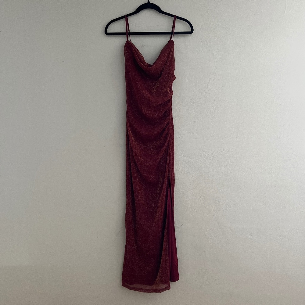 Lulus burgundy gold shimmer dress size small